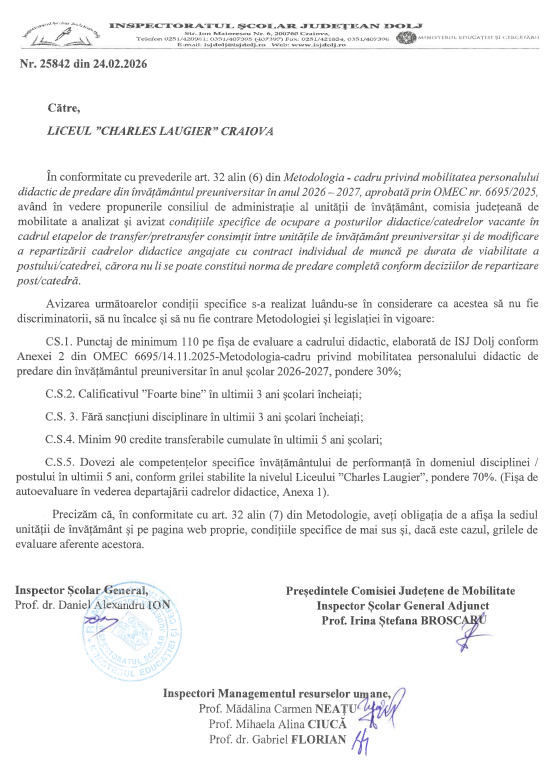 Mobilitate Cadre Didactice 2026 