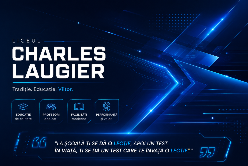 Sigla oficială a Liceul Charles Laugier pe fundal modern educațional
